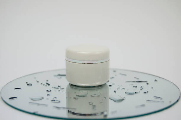 White cosmetic jar mockup on white background.