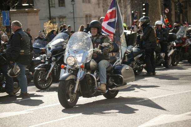 London, United Kingdom – April 07, 2023: Motorcycle ride in London honoring Queen Elizabeth and Gavin Harry Wragg