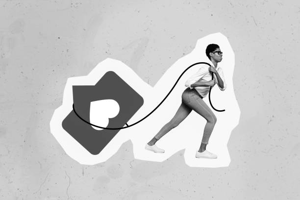 istock Creative abstract collage template graphics image of lady guy dragging big huge heart like sign isolated drawing background 2189009488