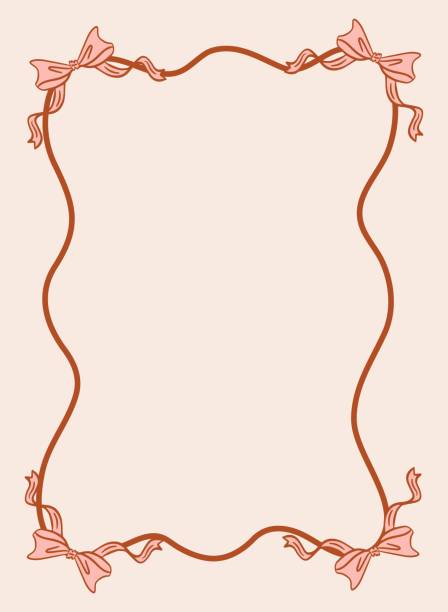 istock Ribbon frame isolated with bows for greeting cards, invitations, parties, weddings and birthdays in a modern elegant vintage coquette style. Hand drawn retro vector illustration. 2189010018