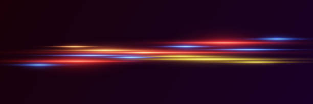 ilustrații de stoc cu efect de linie laser de lumină, fascicul orizontal de lumină. - urmă de lumină