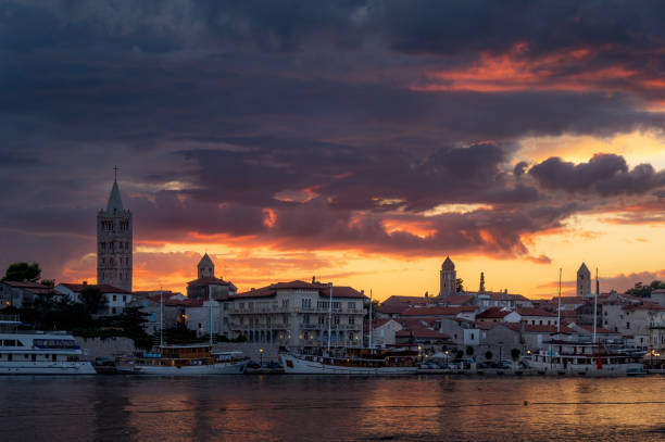 istock Town of Rab at sunset with dramatic sky 2189011660