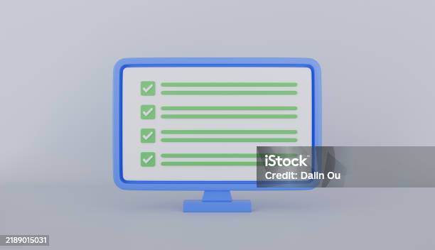 Computer With Checklist Checklist On Computer Pc And Check List Planning And Organization Of ...
