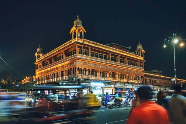 long exposure of city street in the pink city Jaipur – Rajasthan, India