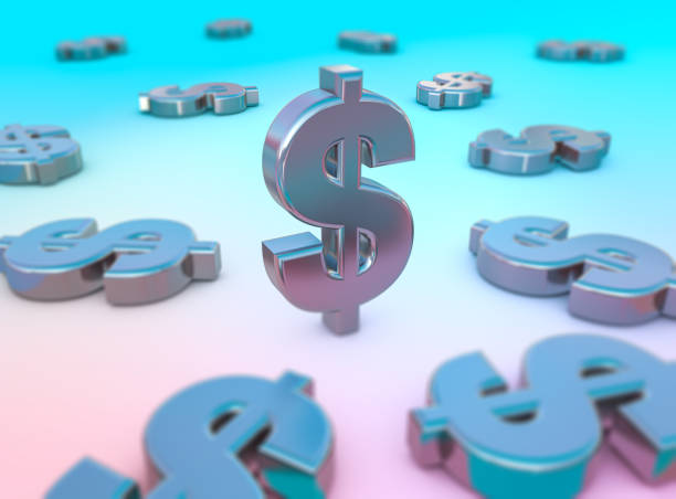 istock Metallic Dollar Symbols On Blue And Pink Background 2189022365