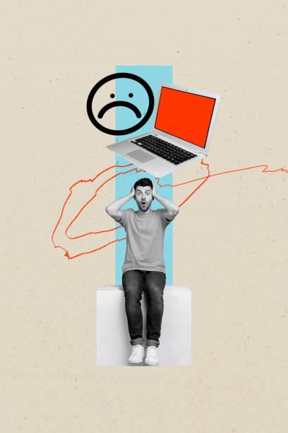istock Vertical collage young shocked man impressed unbelievable laptop digital device addiction internet sad face emoticon drawing background 2189030045