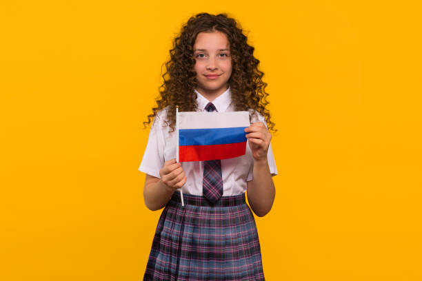 istock Girl holding Russian flag 2189033830