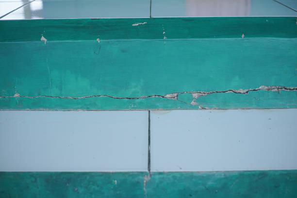 Walls that are cracked and broken due to poor materials and unstable ground contours