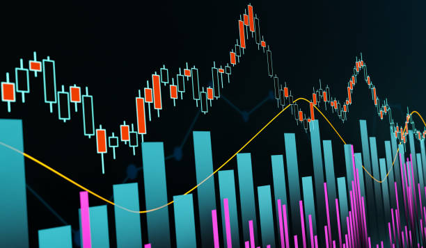 istock Abstract composition of stock exchange charts, bar graph and market data. 2189038050