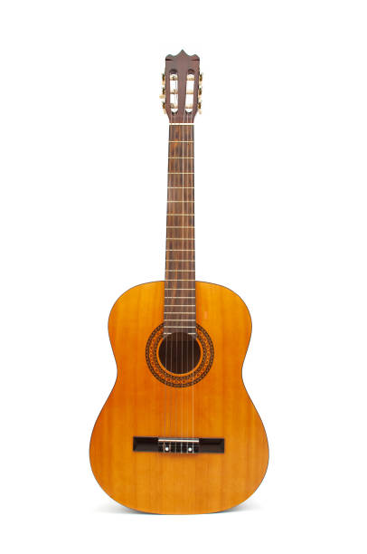 istock Acoustic  guitar close up isolated  on a white background 2189038257