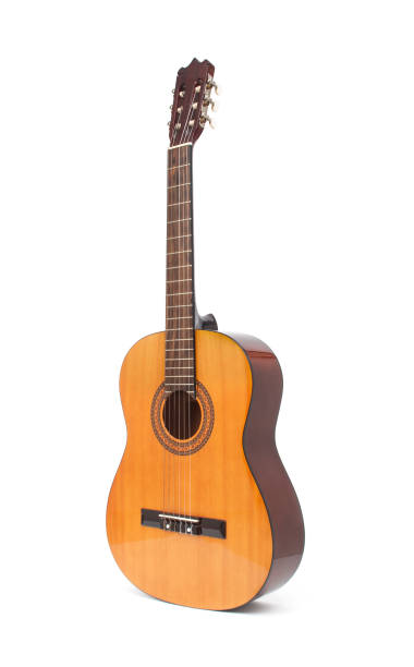 istock Acoustic  guitar close up isolated  on a white background 2189038261