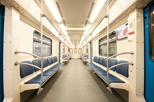 istock Interior of the subway carriage with empty seats 2189038283