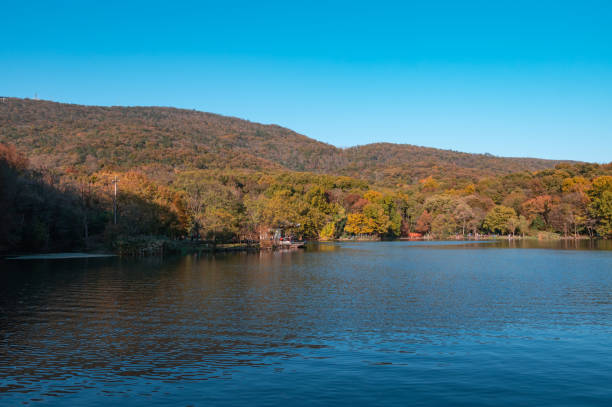 istock Fall view of hills and lakes 2189040851
