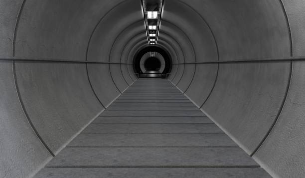 Future tunnel, sci fi spaceship corridor, science fiction background, technology tunnel corridor, 3d render