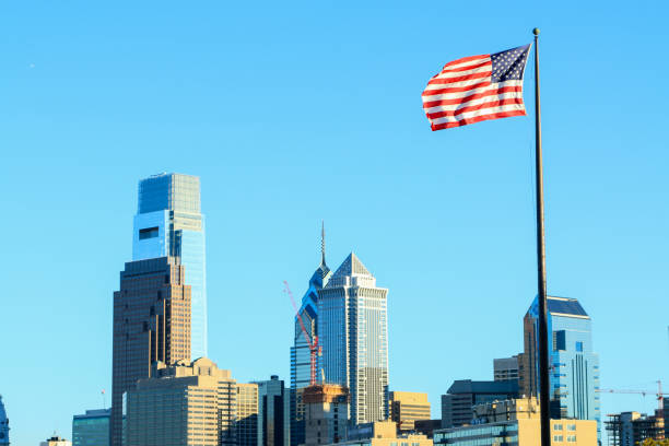 istock American Flag Flies over Philadelphia Skyline 2189045498