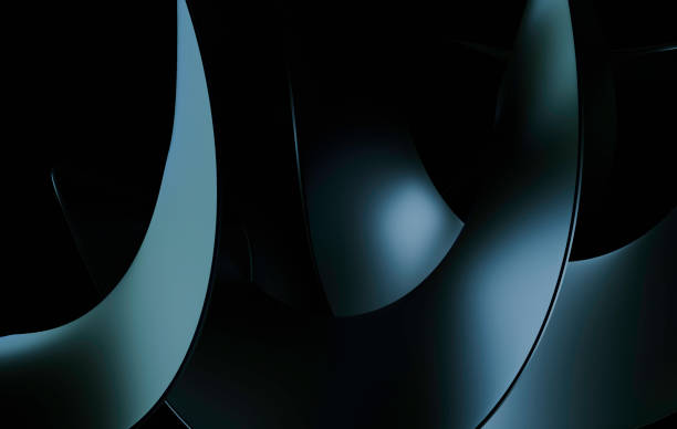 istock Abstract Curved Shapes with Dark Teal and Black Tones 2189049971