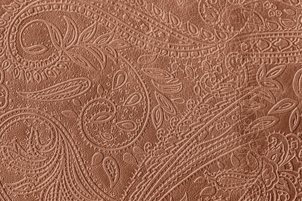 istock Embossed paisley leather texture in mocha brown color 2189054619