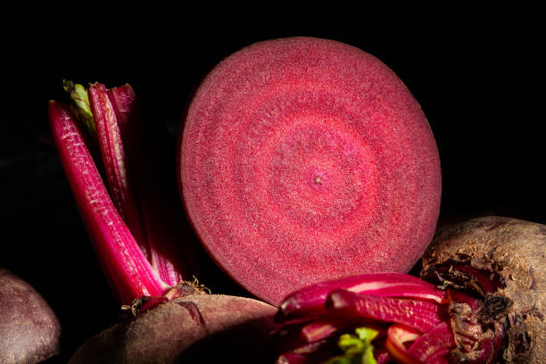 sliced beets on black