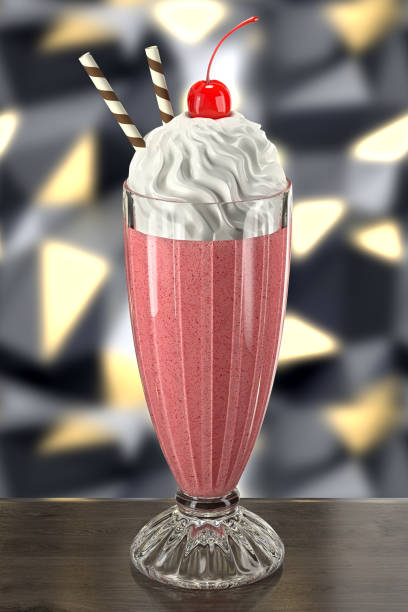 istock Strawberry cocktail on wooden table against wall with spotlights. Bar theme. 3d rendering. 2189059709