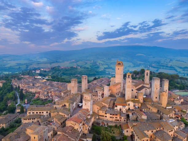 istock San Gimignano at dusk, old Italian town from drone 2189059781