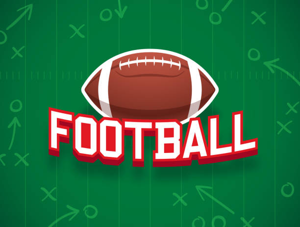 Football Ball Game and Field Playcall Playbook Background Football field and football invitation green field background. american football field dimensions stock illustrations