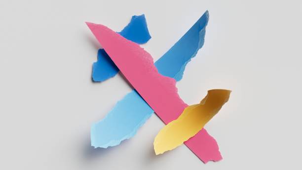 istock 3d render, blank ripped colorful paper pieces isolated on white background. Abstract modern wallpaper 2189068499