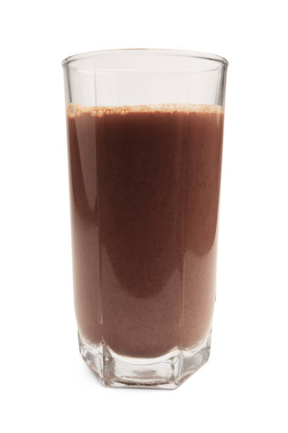 istock Protein drink cocktail, chocolate smoothie in a glass, isolated on white background 2189075075