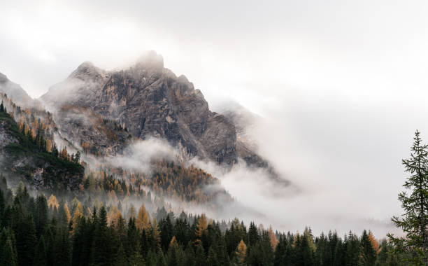istock Mist filling a valley in the Dolomites 2189078820