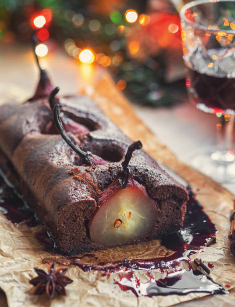 istock Pear chocolate cake with mulled wine glaze 2189083818