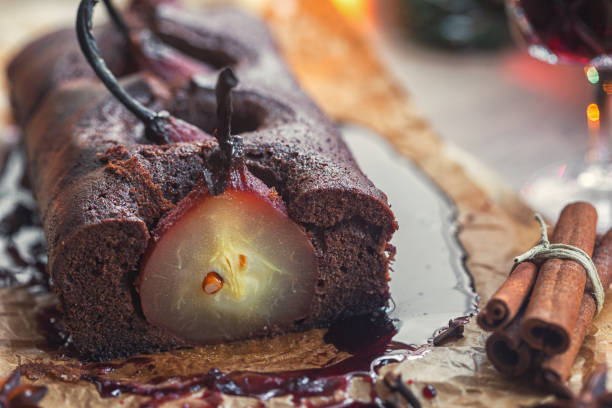 istock Pear chocolate cake with mulled wine glaze 2189083831