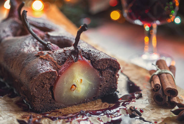 istock Pear chocolate cake with mulled wine glaze 2189083853