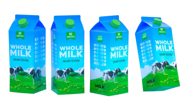 Packaging  of Homogenized  milk or juice on a black background