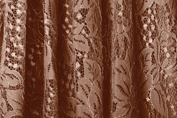 istock Mocha Mousse color of year 2025 lace fabric with floral pattern 2189094056