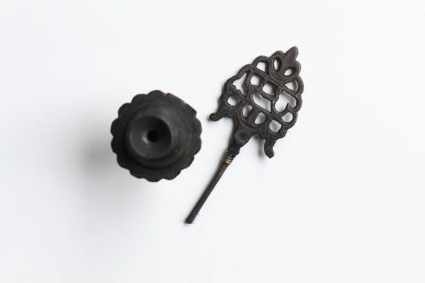 istock Kohl eyeliner, old make up tool used as eye liner, in an ancient metal package, contain black powder, flat lay or top view 2189094494