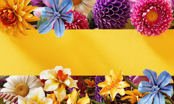 istock Beautiful colorful spring flowers with yellow copy space. Spring concept background. Spring banner design. 2189095353