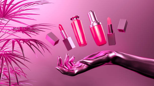 istock Luxury Cosmetics: 3D Rendering
Pink metallic beauty products, floating lipsticks, glossy bottles, and a metallic hand sculpture. Vibrant fuchsia color scheme, dramatic lighting. 2189097920