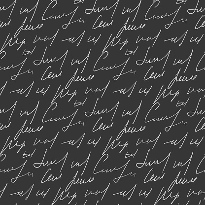 Scribble Handwritten Script Text Seamless Pattern Unreadable Freehand ...