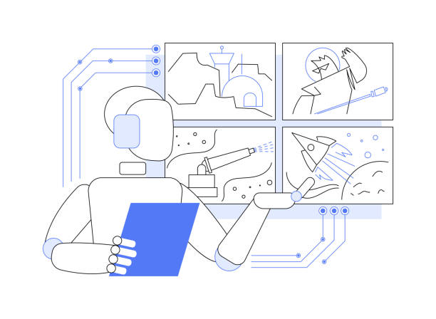 AI-Powered Visual Storytelling abstract concept vector illustration. AI generating visual stories, enhancing narratives, visual content tools, audience engagement abstract metaphor.