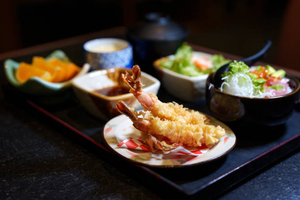 istock Crispy Tempura Shrimp with Salad and Soup 2189109545