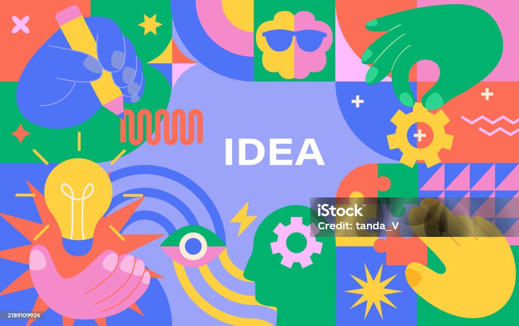 First Idea Bright Concept Of Idea Inspiration Creativity Stock Illustration ...