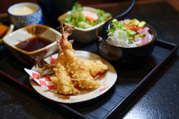 istock Crispy Tempura Shrimp with Salad and Soup 2189109925