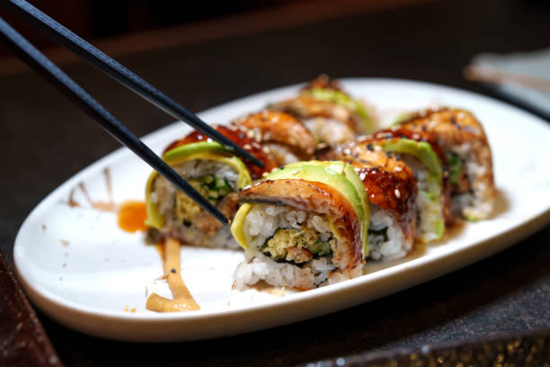 istock Delicious Eel Sushi with Avocado and Grilled Fish 2189110863