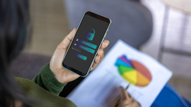 istock Business woman use smartphone to login window, Cybersecurity concept Global network security technology, Secure access to user personal information, Secure Internet access, Cybersecurity to phone. 2189116575