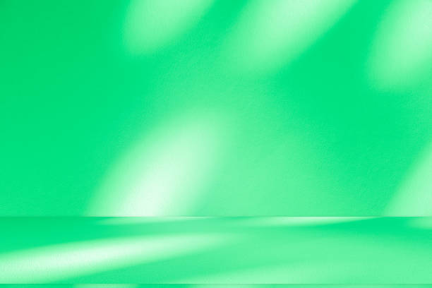 istock Studio style background wall decoration presentation uses white and green tones. with shadows cast from a nearby window, concept creating a decorative 2189125479