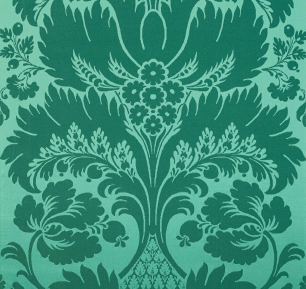 istock Green retro wallpaper with a vintage-style floral pattern. 2189129574