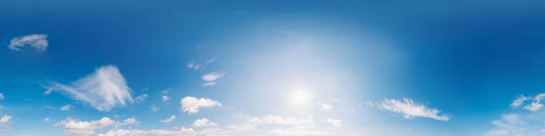 istock Clear blue summer sky panorama with Cumulus clouds. Seamless hdr spherical 360 panorama. Sky dome in 3D visualization, sky replacement for aerial drone 360 panoramas. Weather and climate change 2189131575
