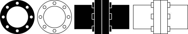 Flange icon outline silhouette Flange icon set pvc flange stock illustrations