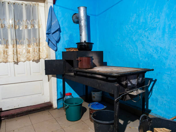 Blue flame of a gas stove.