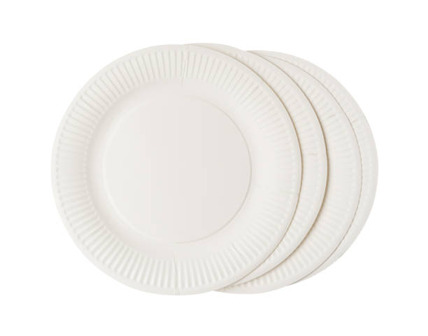 istock Paper Plate, Forks and Knifes Isolated, Eco Tableware Set, Disposable Biodegradable Cutlery for Picnic 2189142097