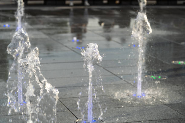 istock Fountain Water Texture Background, Falling Fresh Fountain Jets, Waterfall Splash Pattern, Summer Park 2189142110